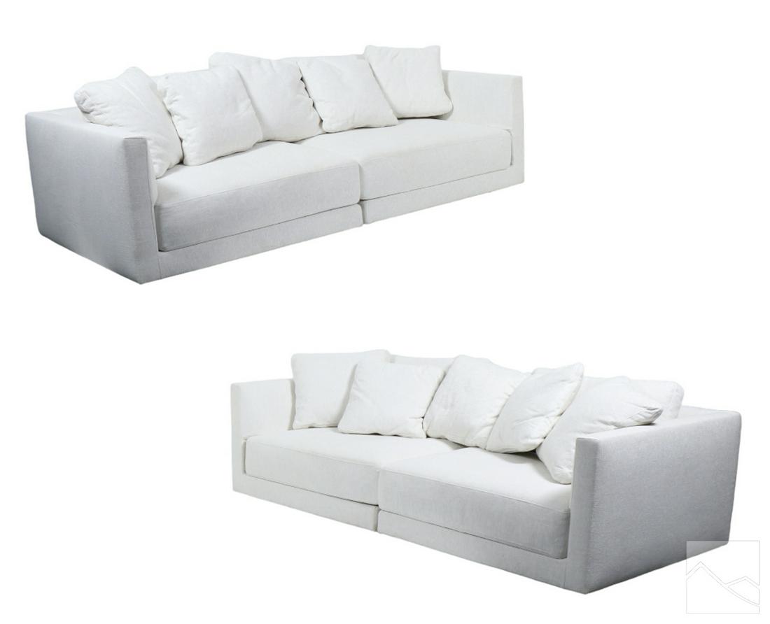 Italian Pair of Designer Modern White Sofa Couches (1 of 12)
