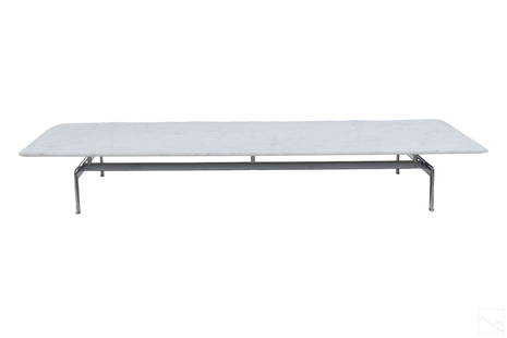 Paolo Nava & Antonio Citter 'Diesis' Coffee Table: Paolo Nava & Antonio Citterio for B&B Italia from . A low rectangular marble and metal coffee table. Modernist design featuring a large rectangular white marble top with darker inclusions,