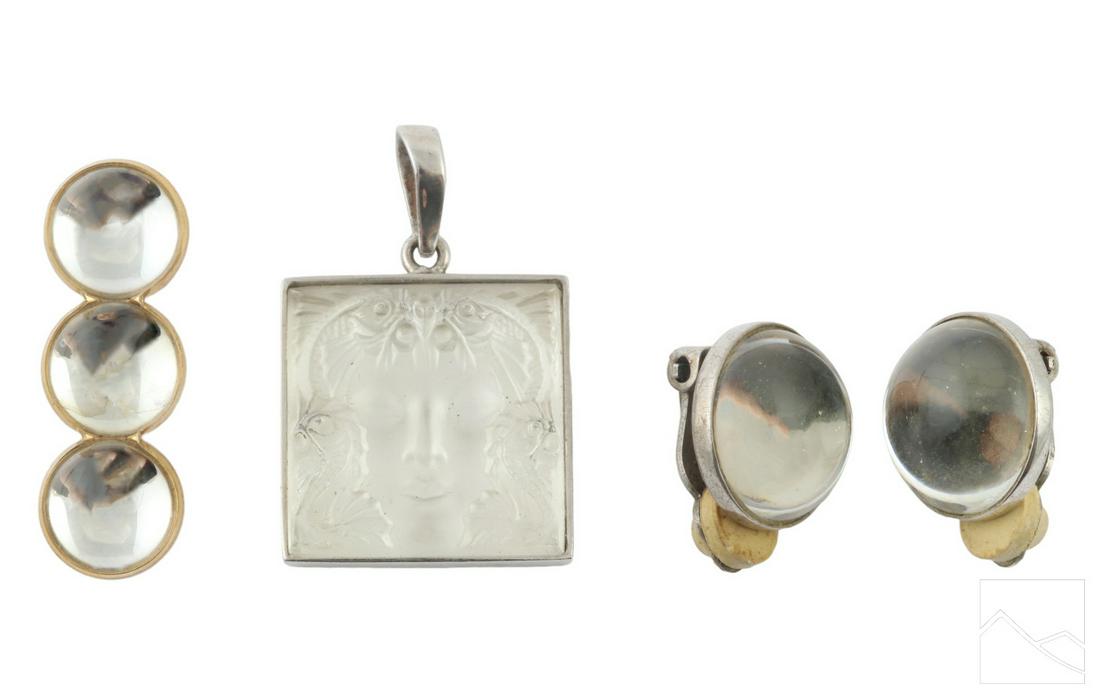 Lalique Crystal Sterling Silver & Gold Jewelry LOT (1 of 3)