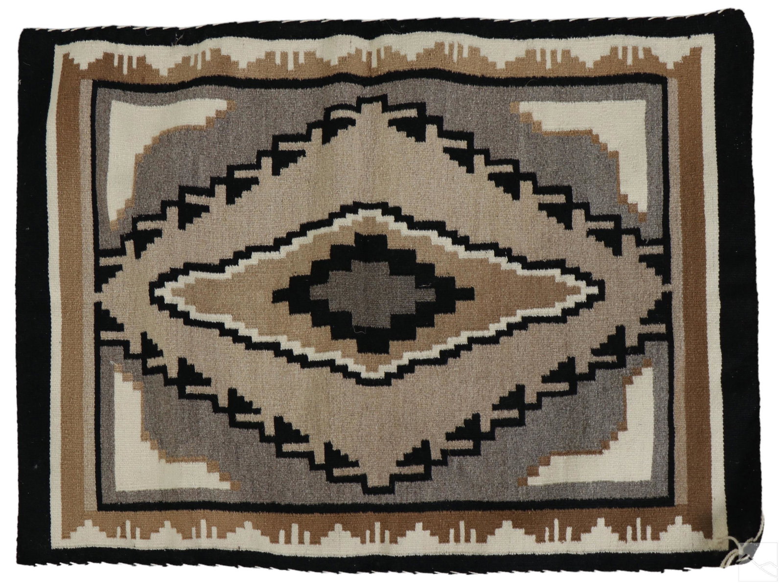Native American Navajo Grey Hills Woven Wool Rug (1 of 4)