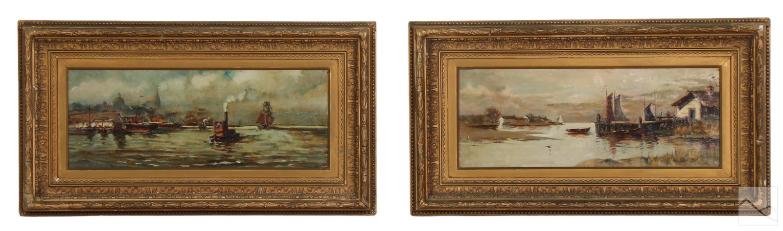 19C Antique Marine Sea Landscape Oil Paintings LOT (1 of 5)
