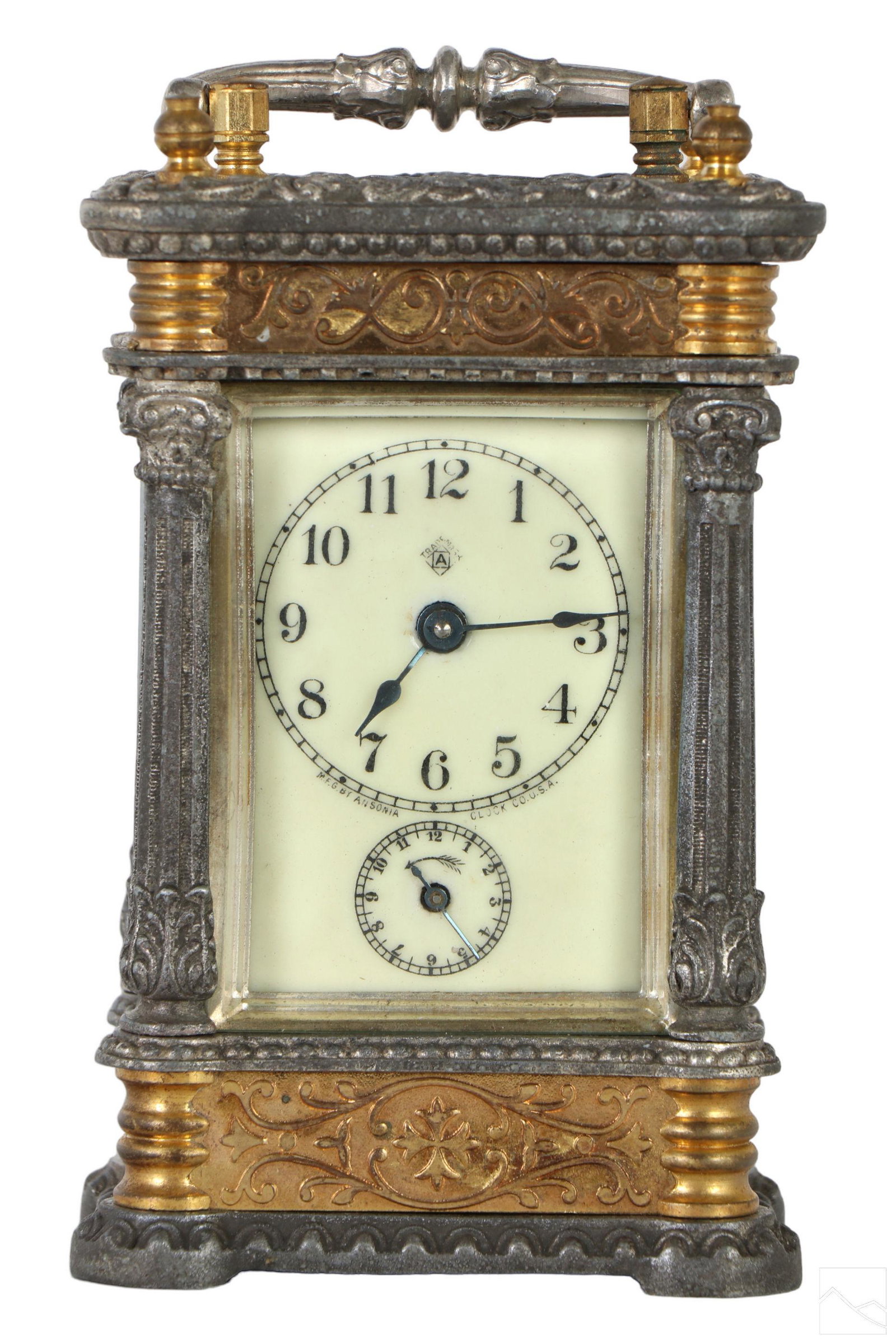 Ansonia Antique Gilt Bronze Relief Carriage Clock (1 of 5)