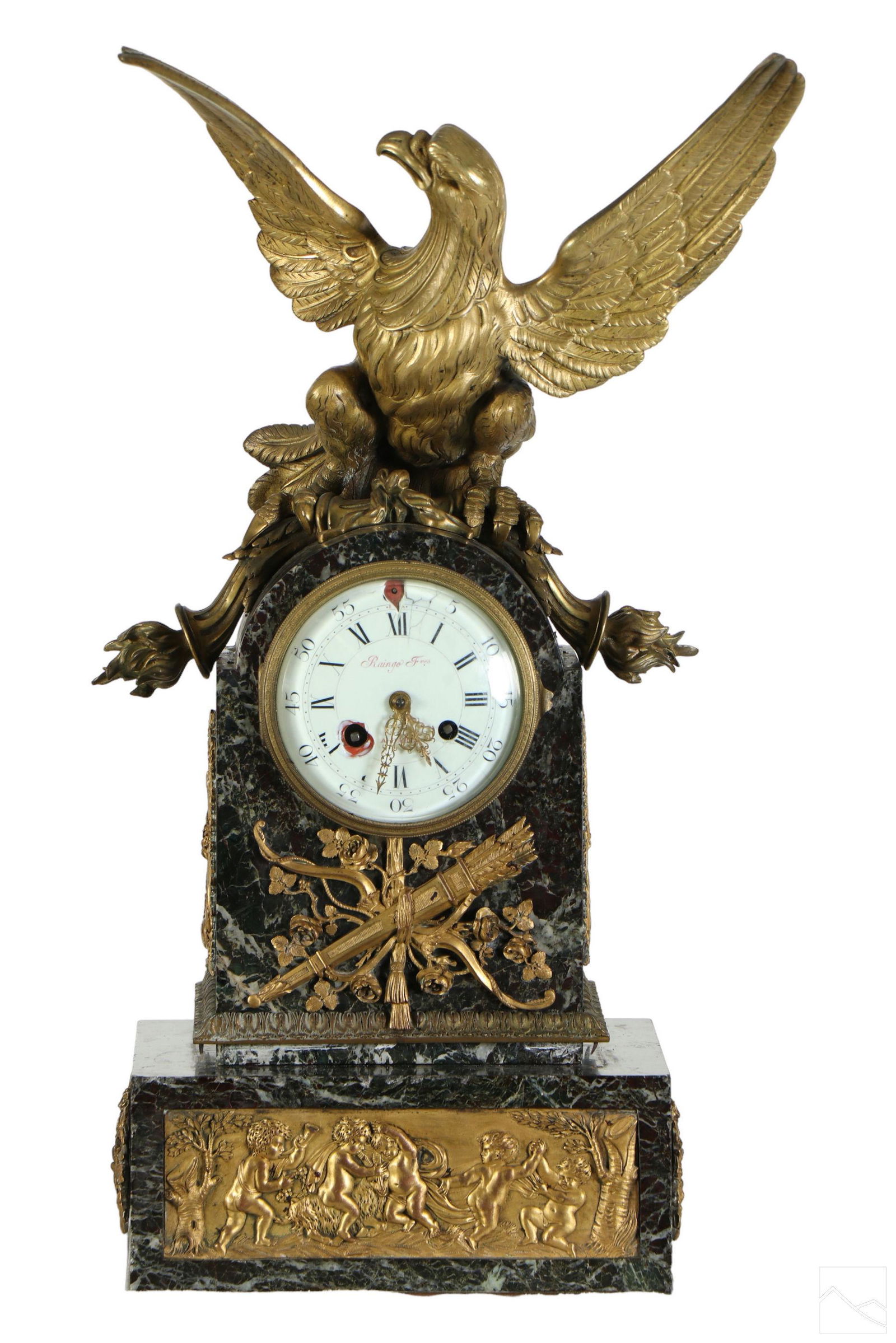 Raingo Freres French Empire Bronze & Marble Clock (1 of 9)
