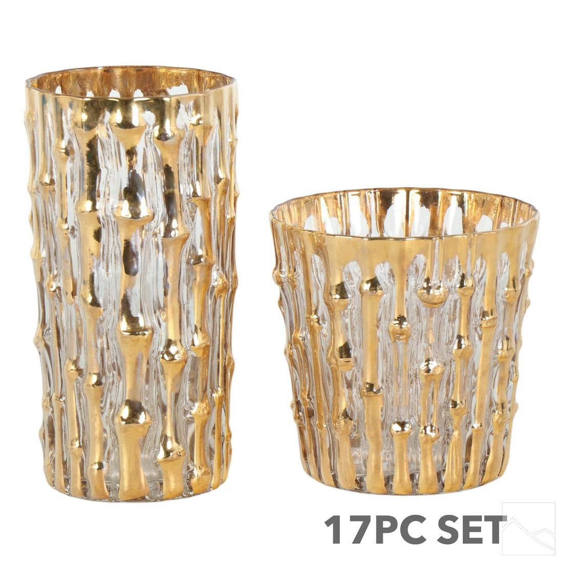 Imperial Bambu Old Fashioned Tumbler Glass 17p SET (1 of 3)