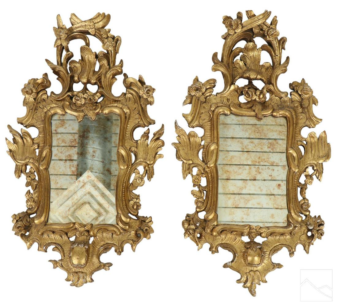 Italian 19C Antique Gilt Rococo Style Wall Mirrors (1 of 7)