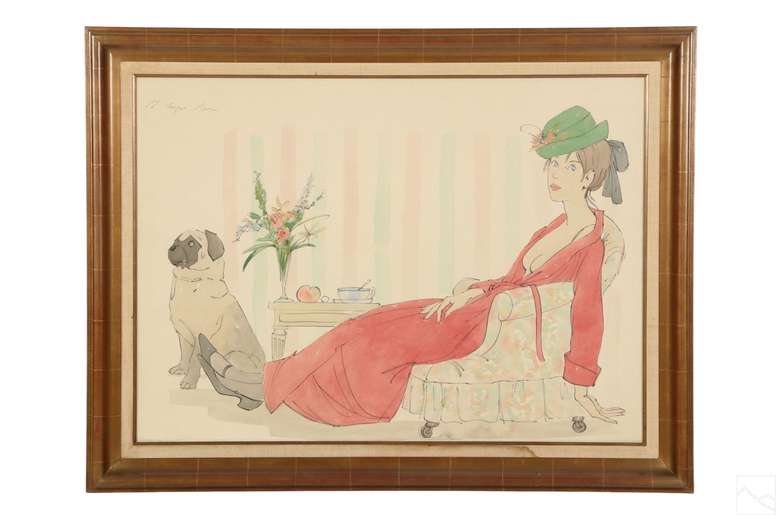 Philippe Henri Noyer 1917-1985 Figural WC Painting (1 of 5)