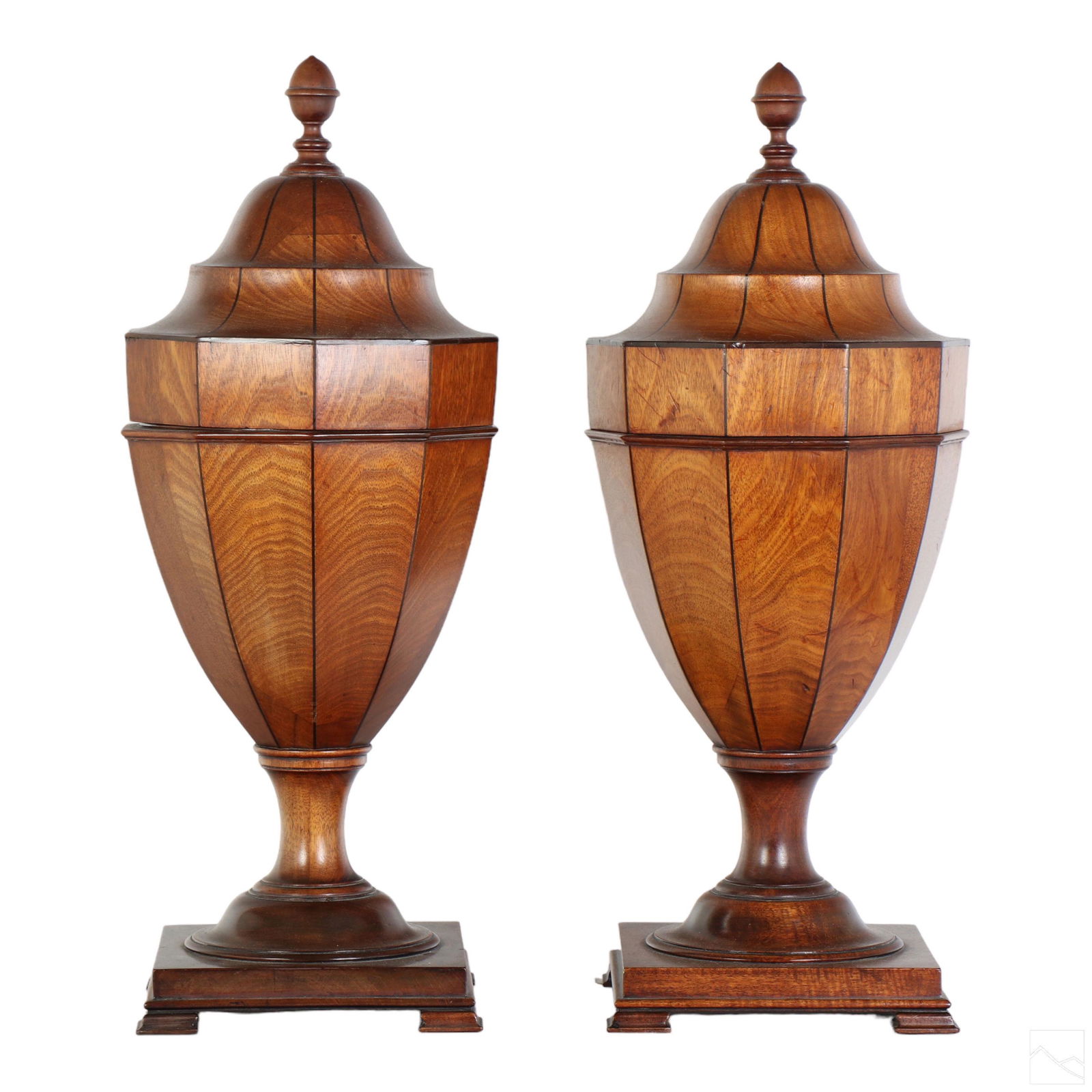 19C. Georgian Inlaid Mahogany Wood Urn Knife Boxes (1 of 4)
