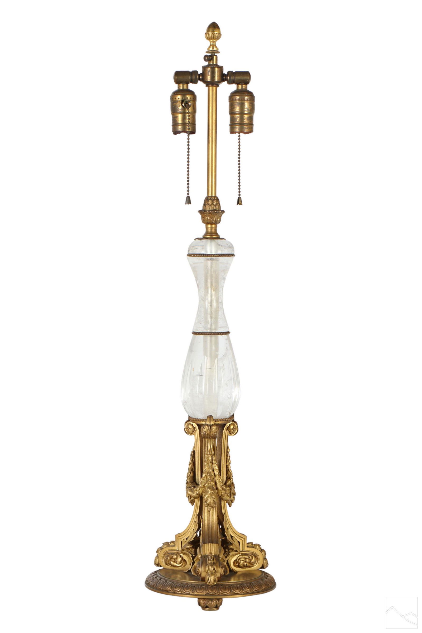 French 19C Antique Dore Bronze & Rock Crystal Lamp (1 of 7)