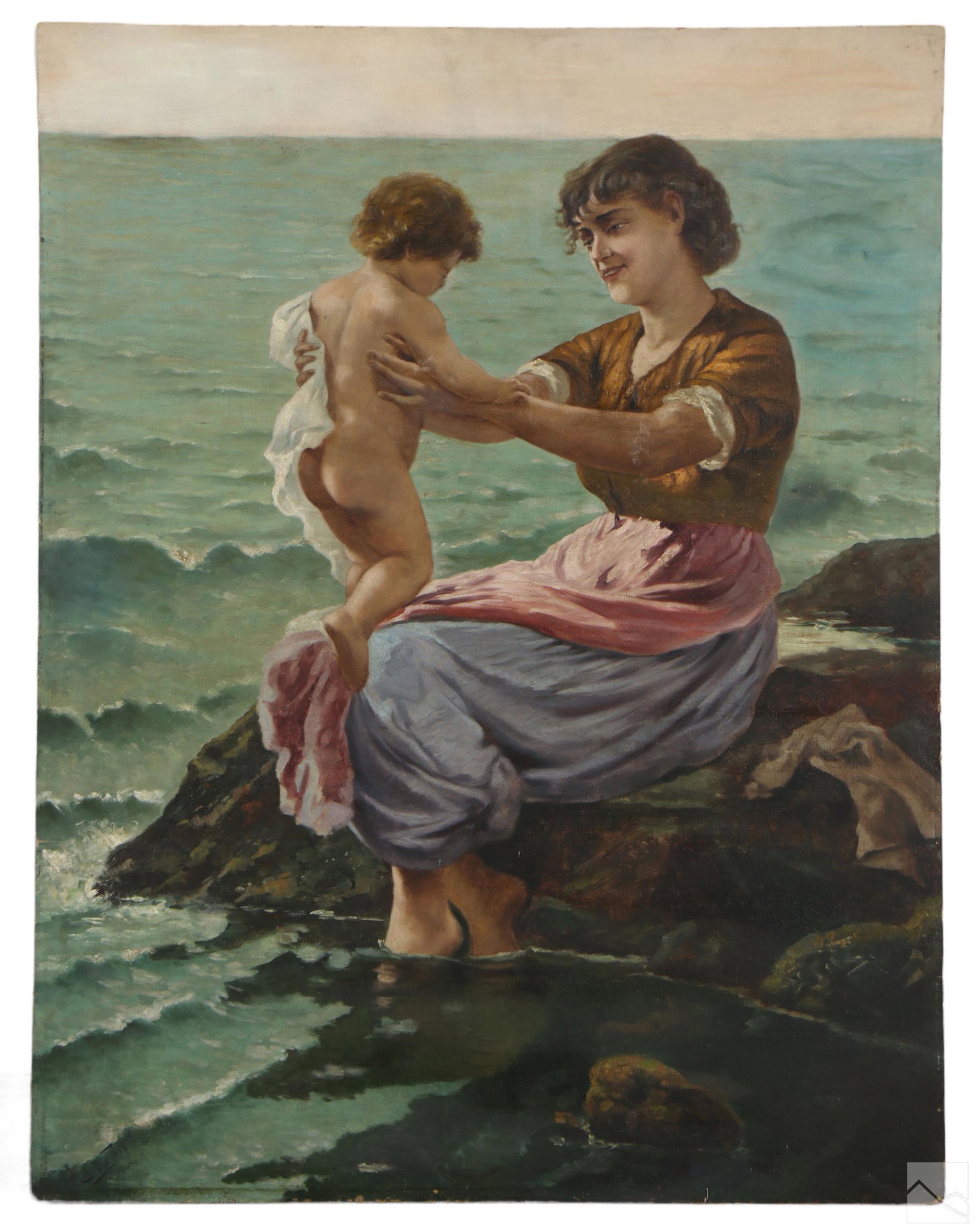 Cesar Vanni 1939-2013 Figural Beach Oil Painting (1 of 5)