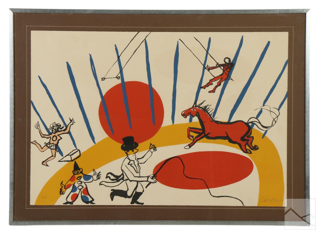 Modern Circus Scene Color Lithograph SIGNED Cqlder (1 of 7)