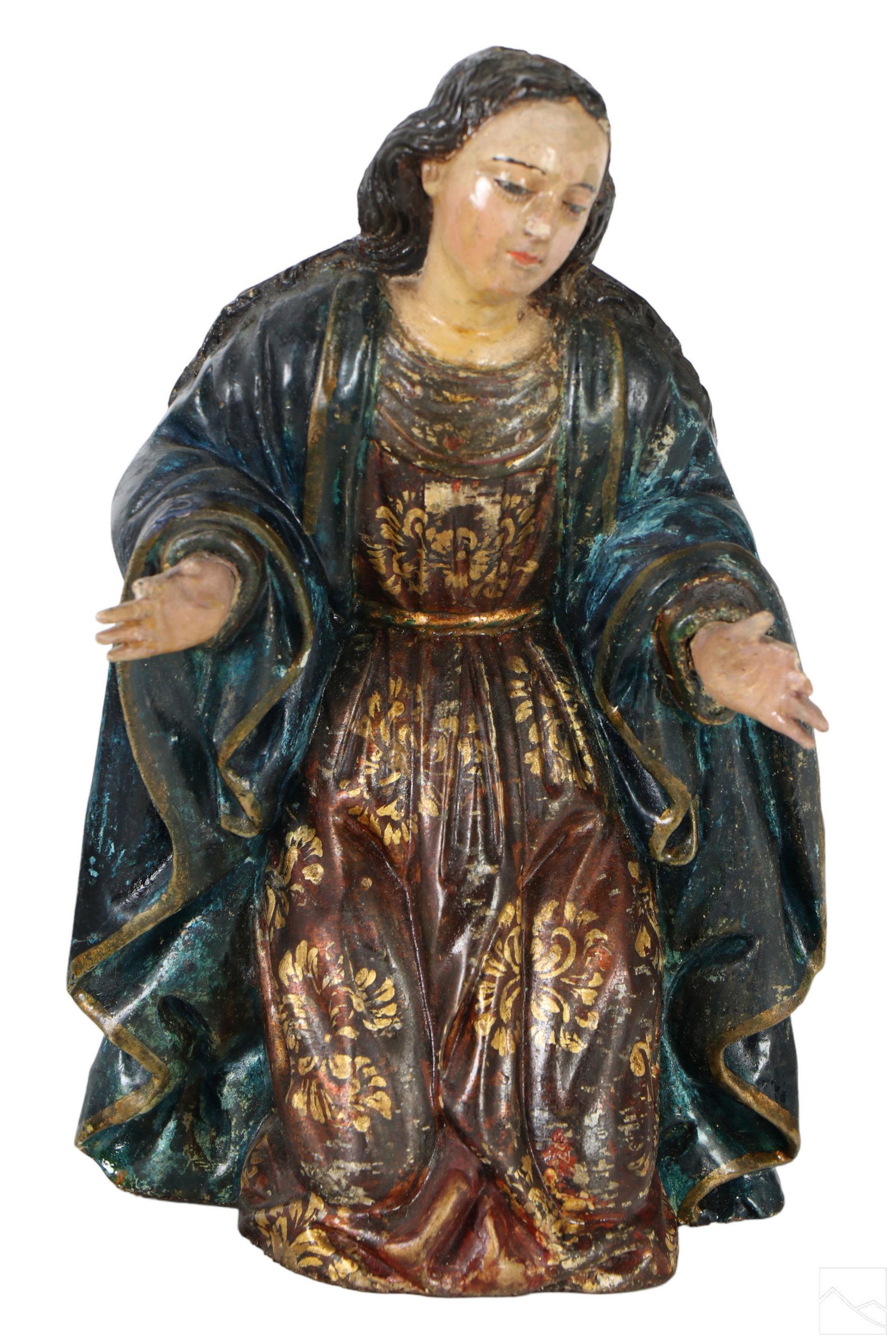 19th C Carved Wood Madonna Religious Santos Statue (1 of 6)