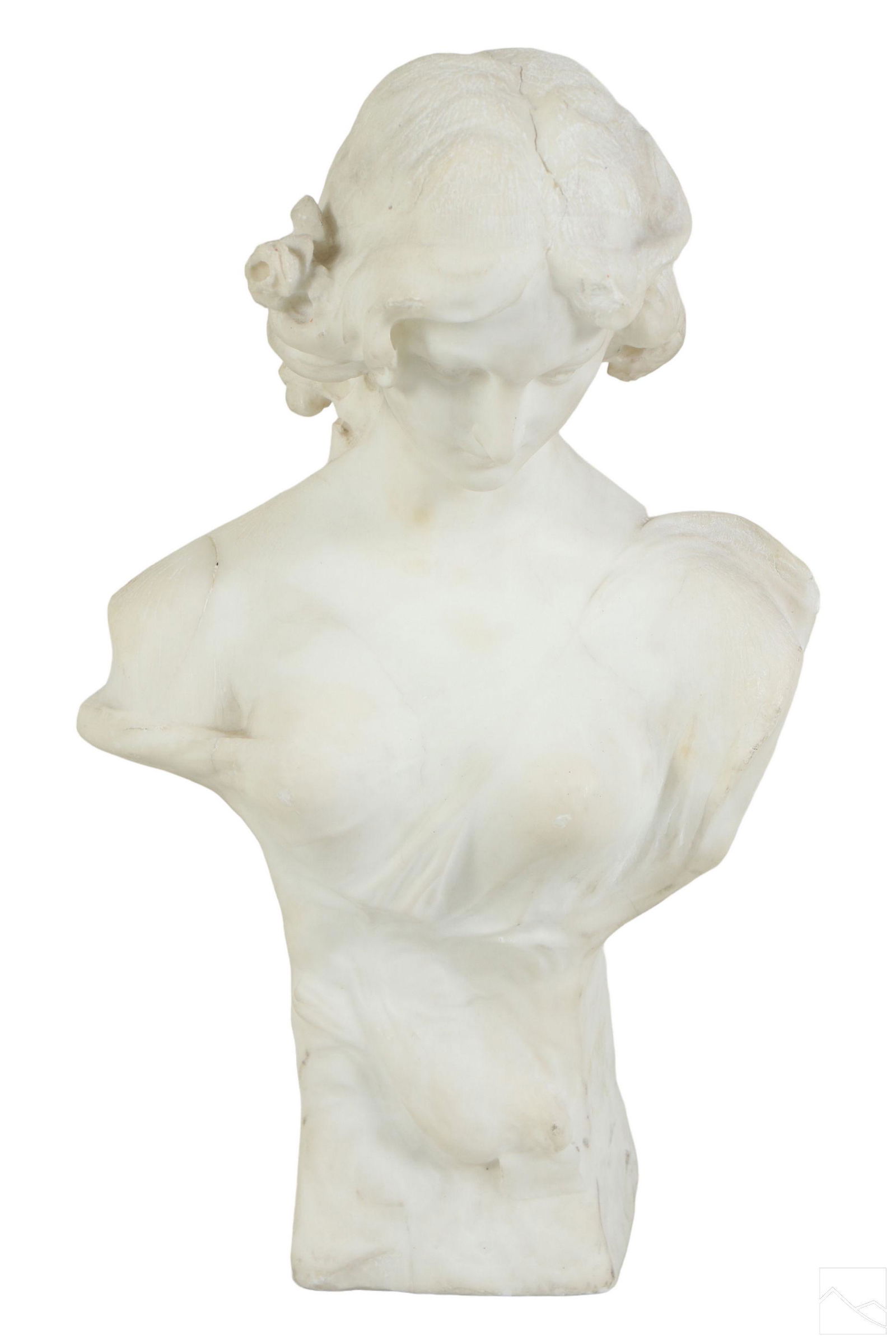 Eugenio Battiglia 19C. Figural Marble Bust Statue (1 of 6)