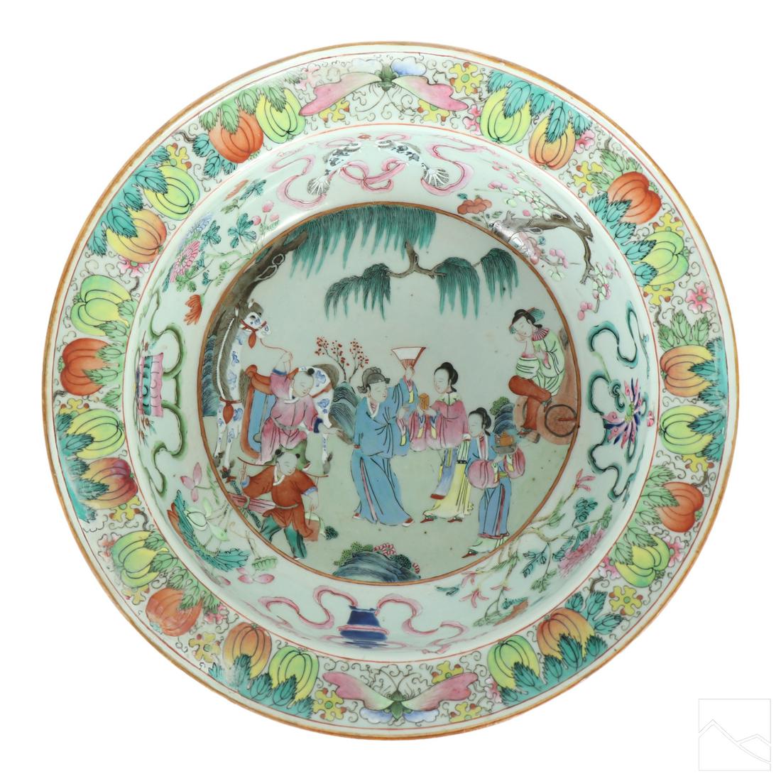 Chinese Porcelain Landscape Basin Bowl Centerpiece (1 of 6)