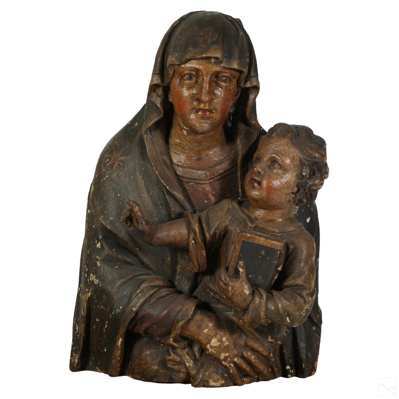 18C. German Madonna & Child Wood Church Sculpture (1 of 6)