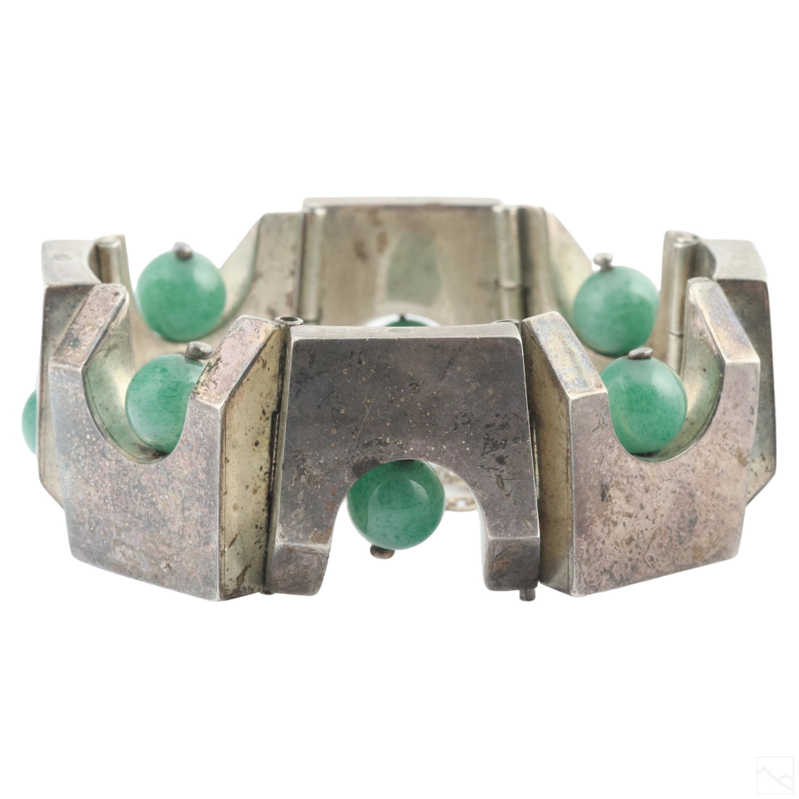 Antonio Pineda Mexican 970 Silver & Jade Bracelet (1 of 6)