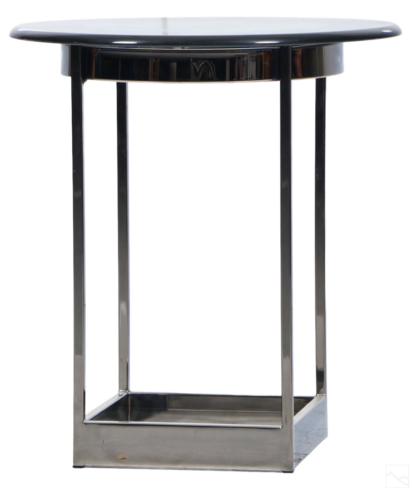 Contemporary Chrome Black & Clear Glass Side Table (1 of 5)