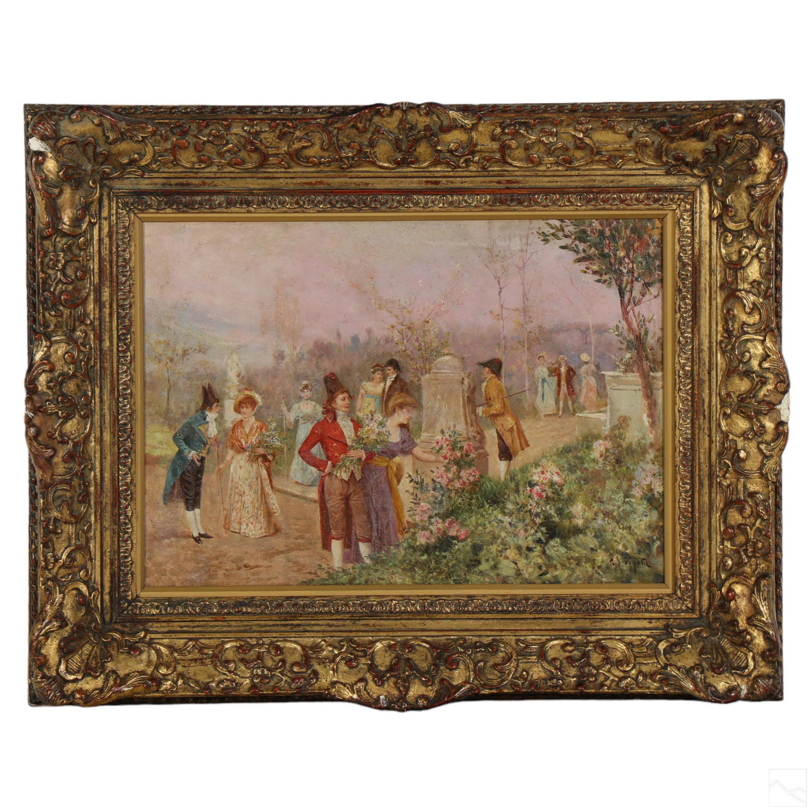 Pietro Scoppetta 1863-1920 Figural Garden Painting (1 of 4)