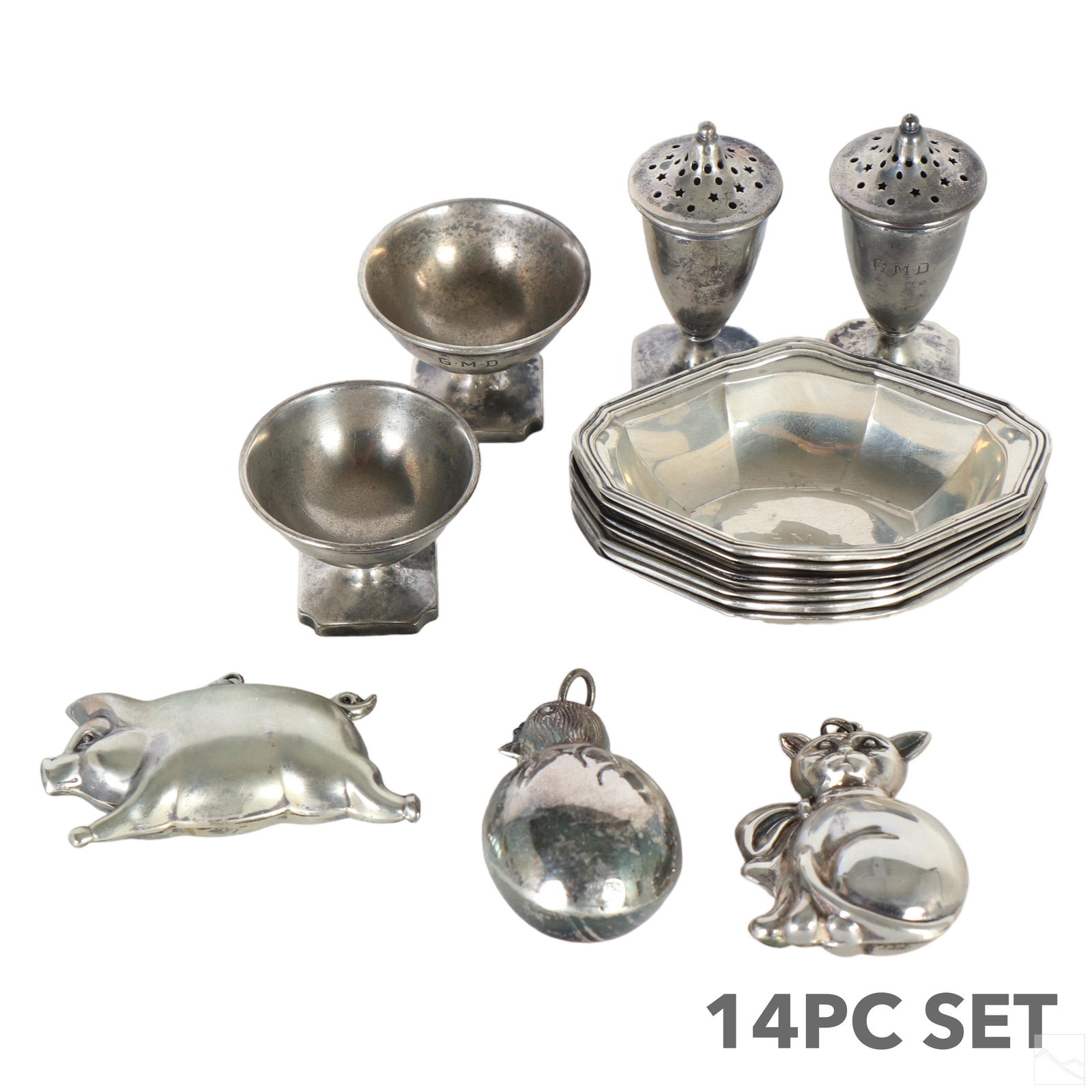 925 Silver Figurine Shakers Server 14pc ESTATE LOT (1 of 6)