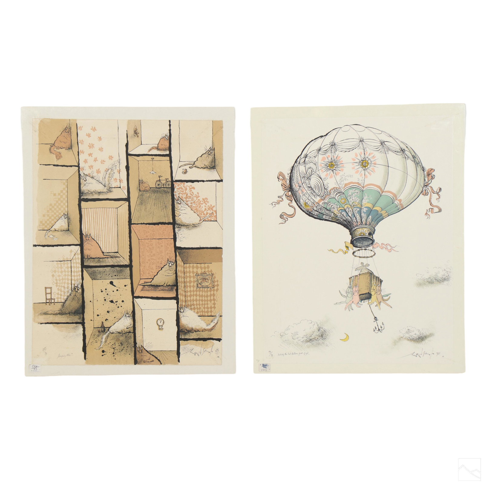 Ronald Searle 1920-2011 Lithographs SIGNED 2pc LOT (1 of 8)