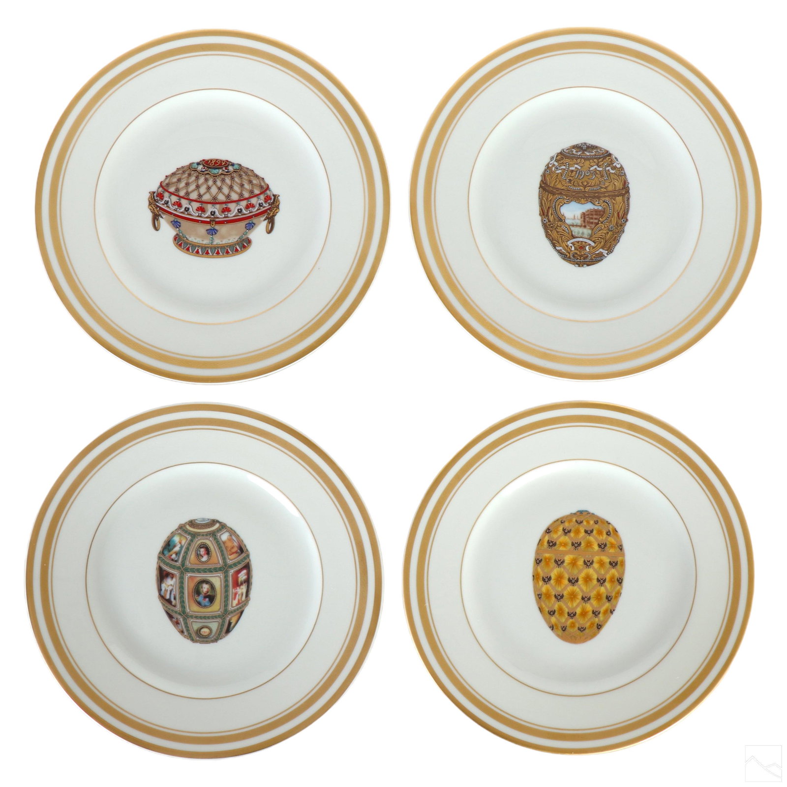 Limoges French Porcelain Faberge Egg Plate 4pc SET (1 of 6)