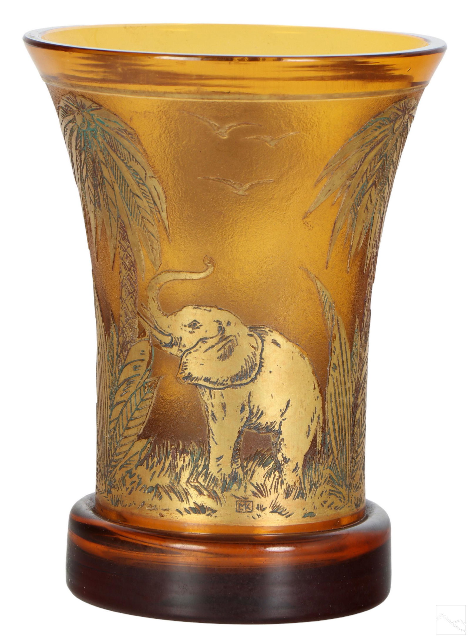 Moser Rudolf Wels Art Deco Animor Amber Glass Vase (1 of 6)