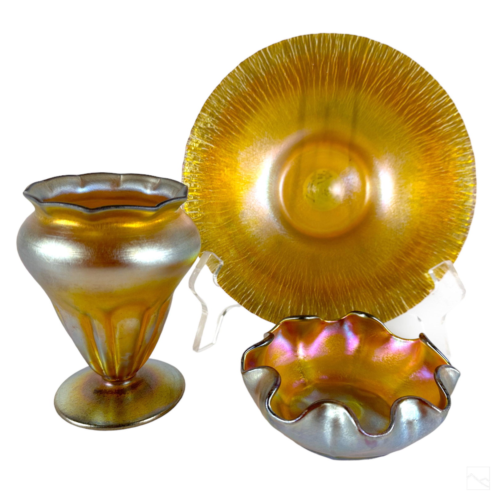 Tiffany LCT Nash & Quezal Iridescent Art Glass LOT (1 of 9)