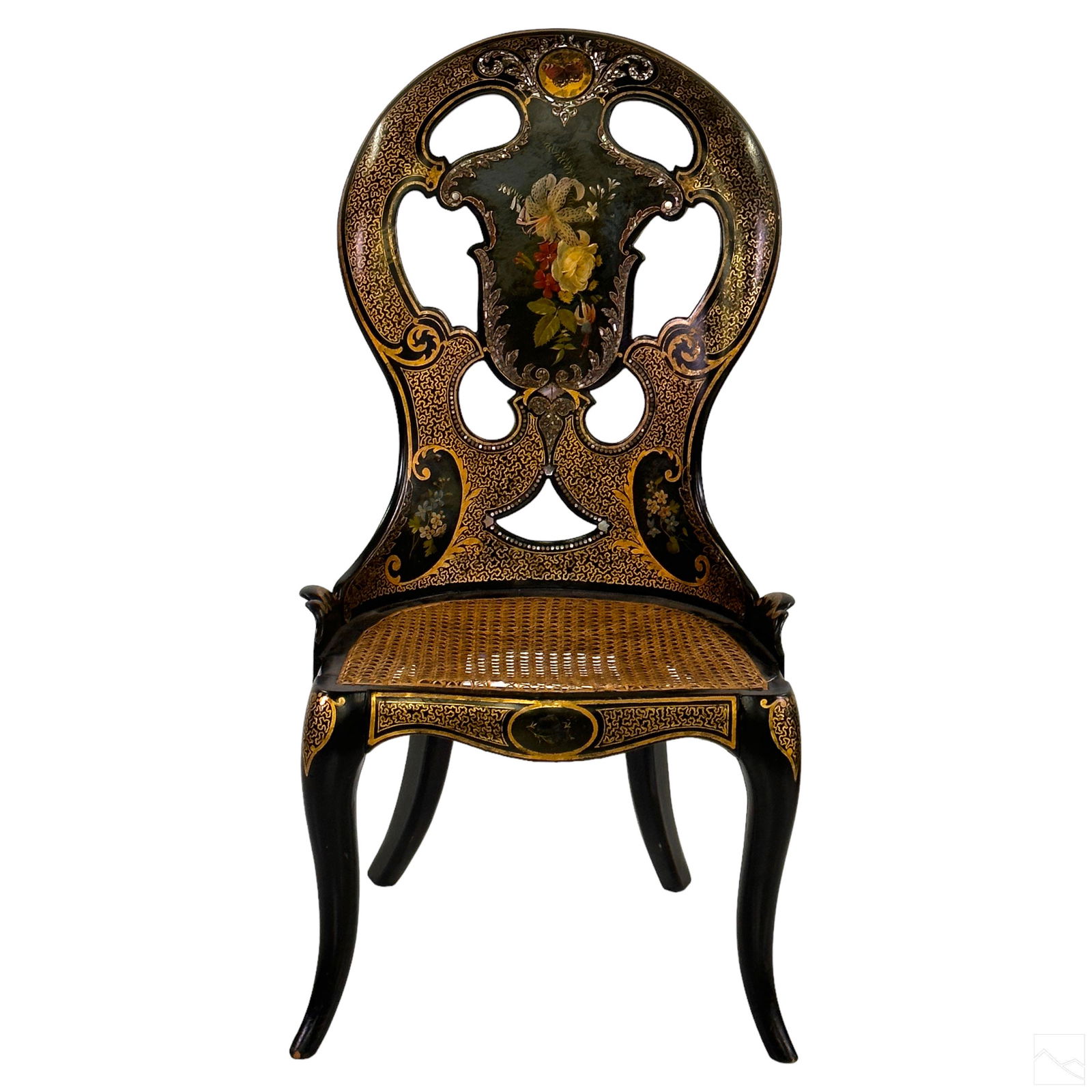 Victorian Mother of Pearl Still Life Balloon Chair (1 of 7)