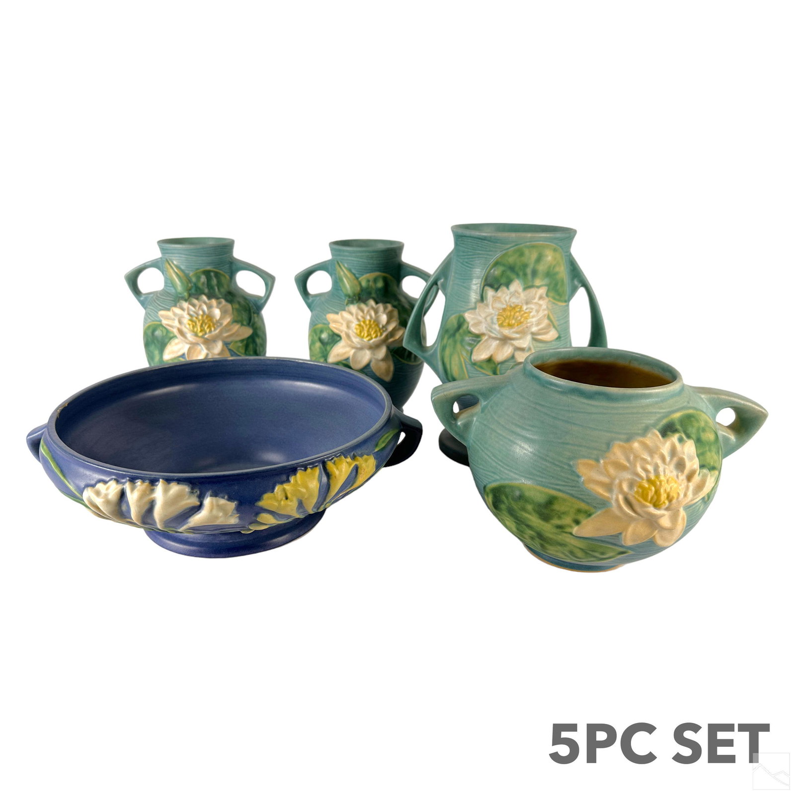 Roseville Pottery Vases Pot & Centerpiece 5pc. LOT (1 of 9)