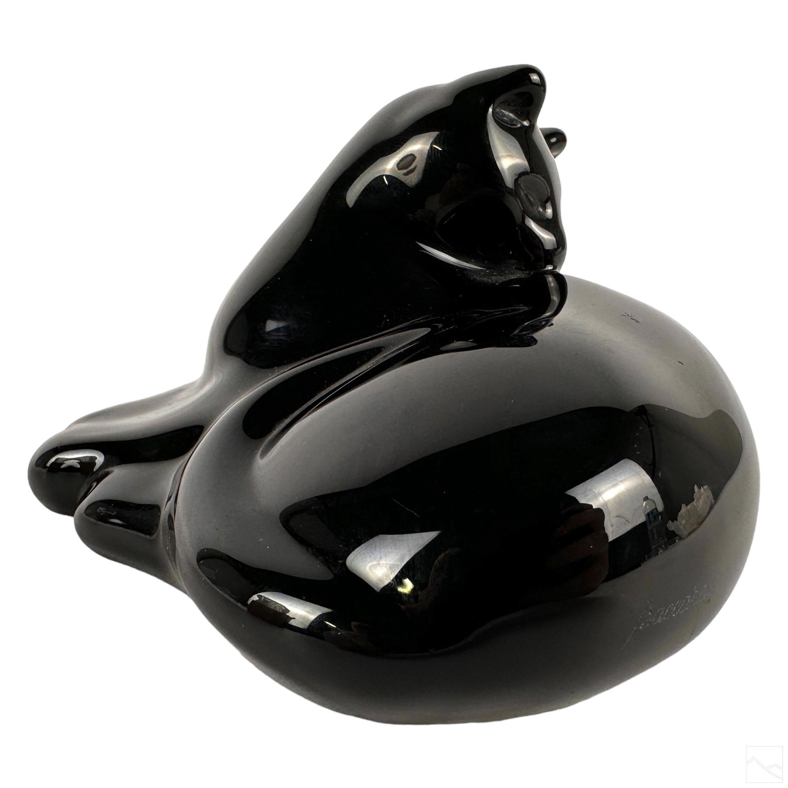Baccarat French Crystal Modernist Black Cat Statue (1 of 6)
