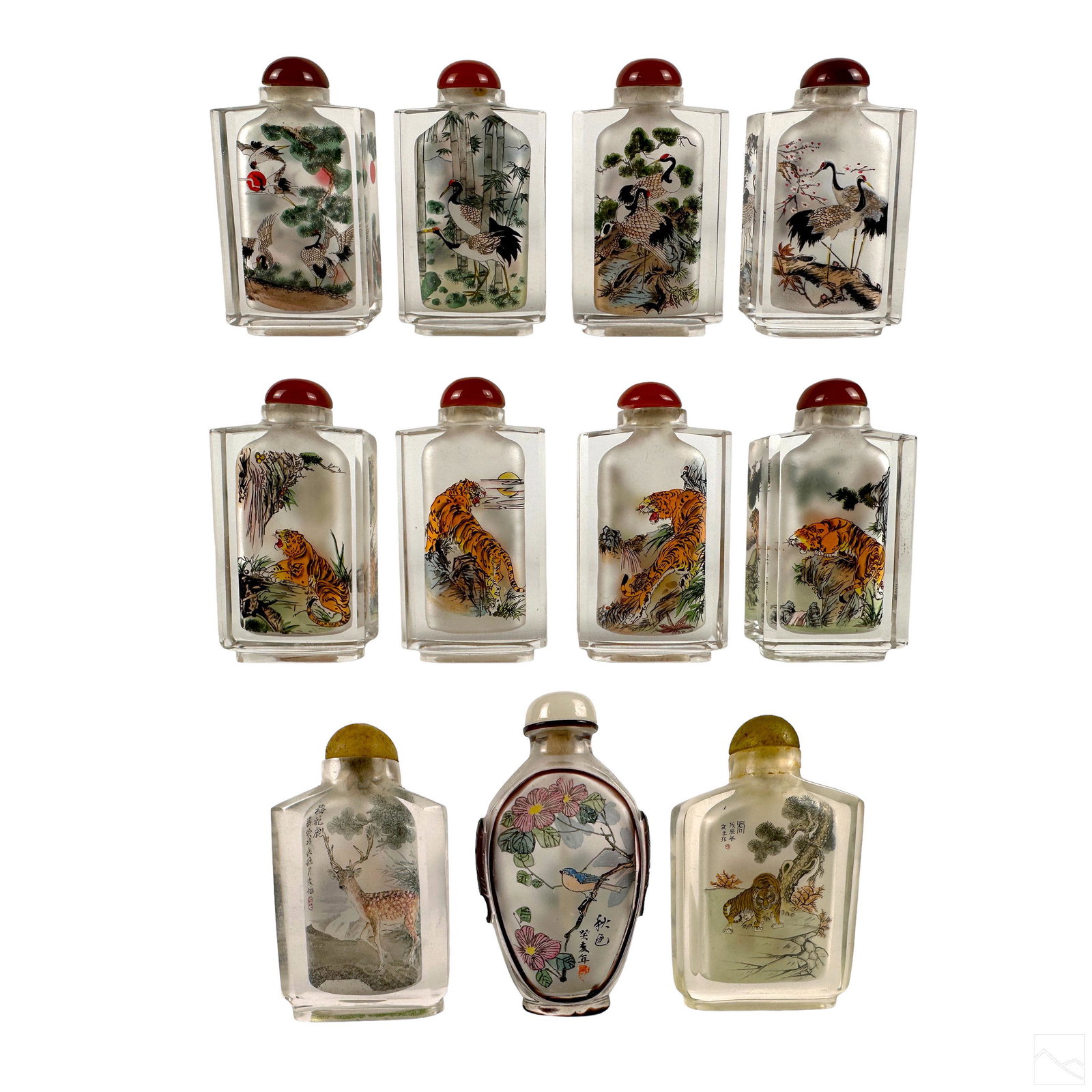Chinese Reverse Painted Art Glass Snuff Bottle LOT (1 of 7)