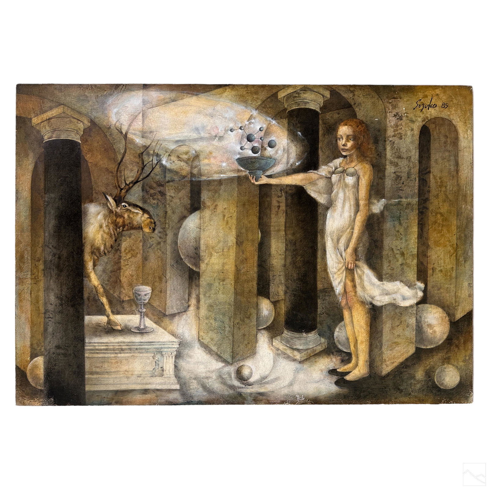 Makino Suzuko b.1951 Japanese Surrealist Painting (1 of 6)