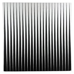 Tim Ray Fisher b.1969 Kinetic Optical Art Painting: Tim Ray Fisher (American, born 1969). An original acrylic painting on canvas. A modern kinetic Op Art work in symmetrical geometric black and white lines and patterns. Artist signature to verso T FISH