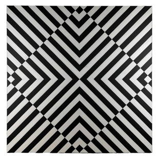 Tim Ray Fisher b.1969 Kinetic Optical Art Painting: Tim Ray Fisher (American, born 1969). An original acrylic painting on canvas. A modern kinetic Op Art work in symmetrical geometric black and white lines and patterns. Artist signature to verso T FISH