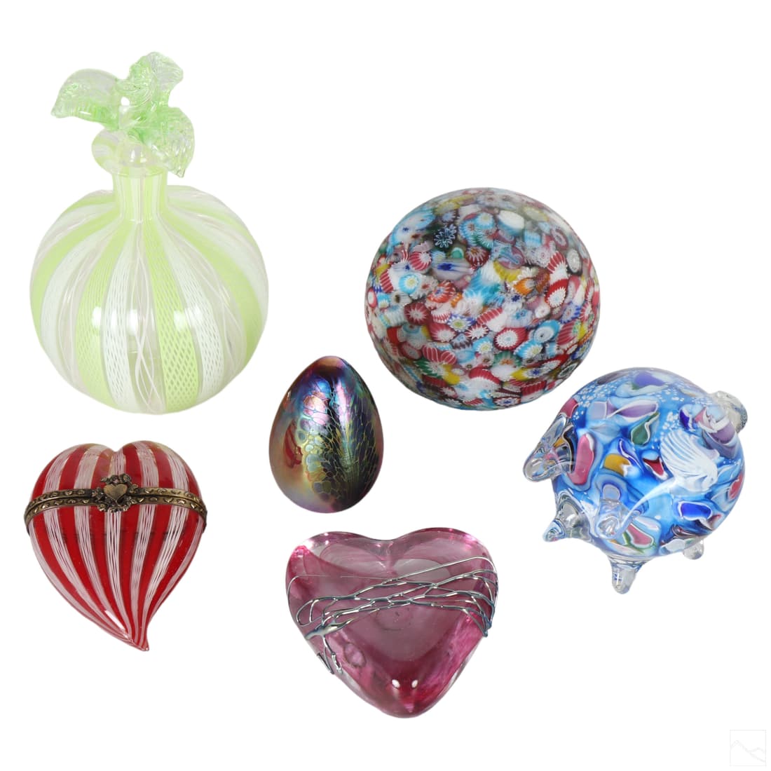 Murano Art Glass Paperweight Bottle & Case 6pc LOT (1 of 6)