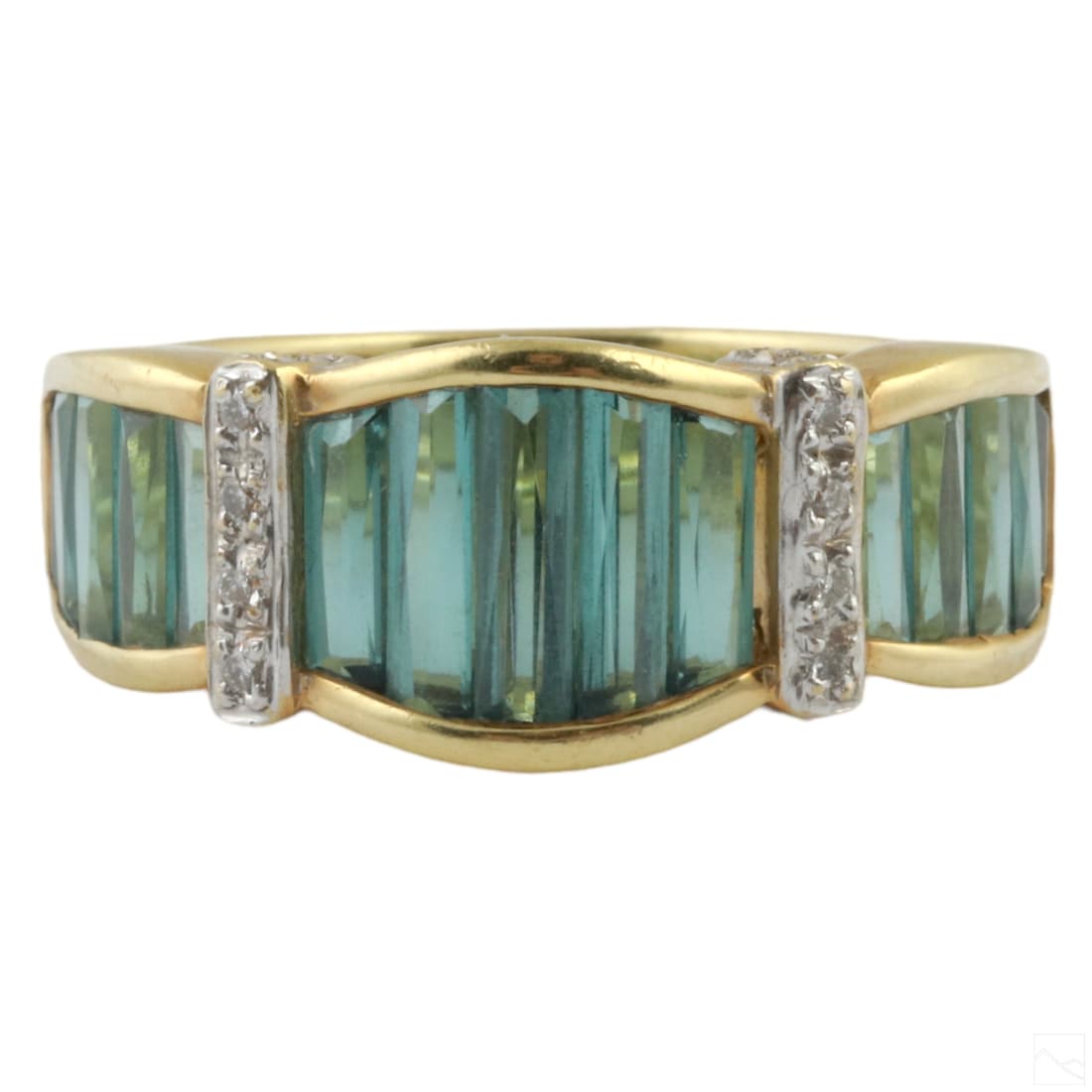 18K Yellow Gold Sz 6 Tourmaline Diamond Ring 5.9g (1 of 7)