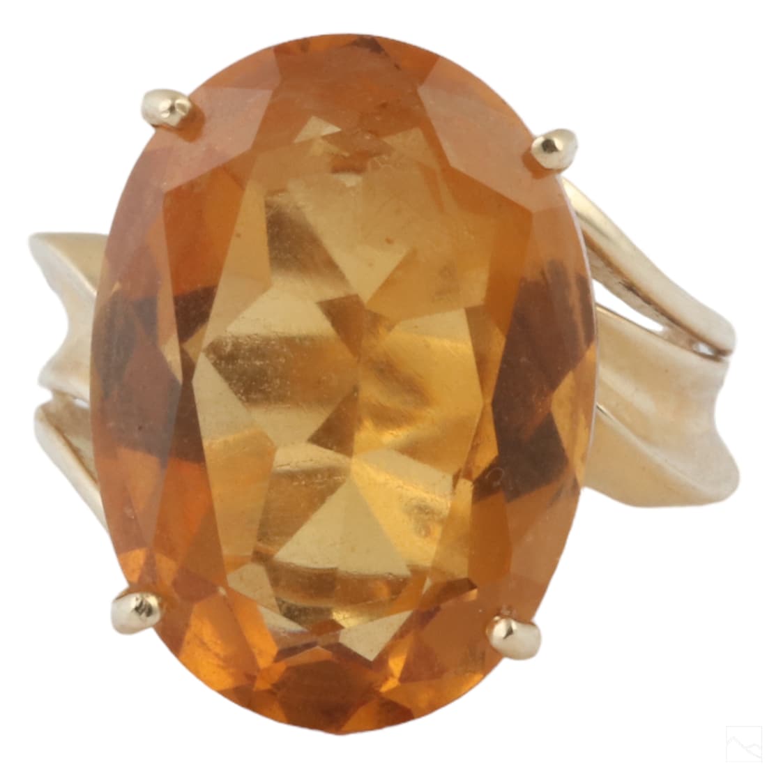 14K Gold Retro Designer Sz 5.75 Citrine Ring 5.5g. (1 of 7)
