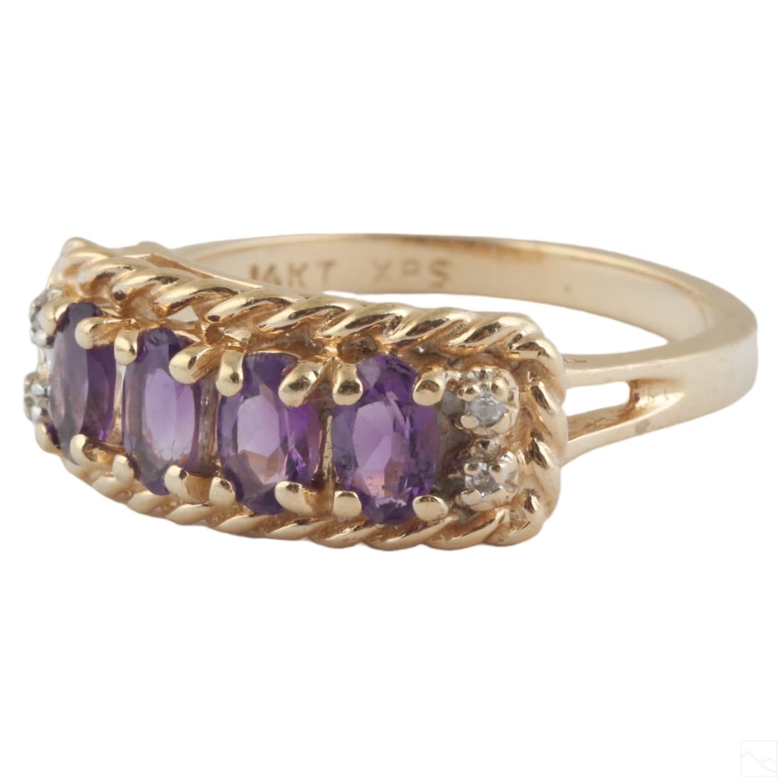 14K Gold Ladies Sz 6.5 Amethyst Diamond Ring 3.7g. (1 of 7)