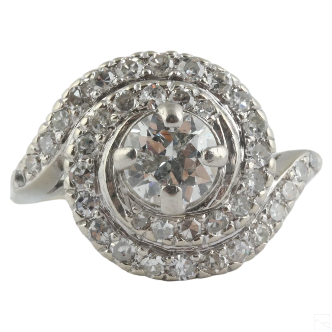 14K White Gold 1.33CTTW Diamond Swirl Sz 7.75 Ring (1 of 6)