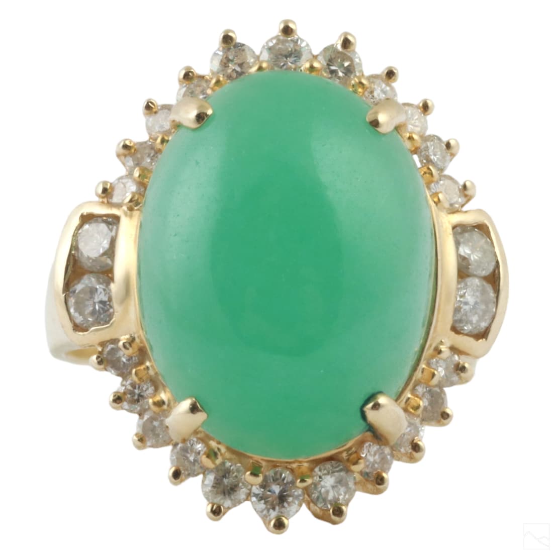 14K Gold Green Apple Jade and Diamond Ring Sz 5.25 (1 of 7)