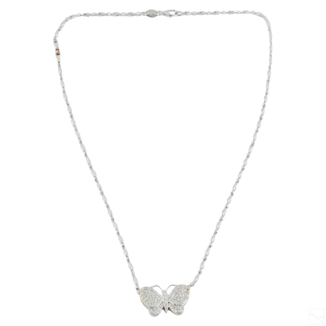 14K White Gold Diamond Butterfly Necklace Pendant (1 of 6)