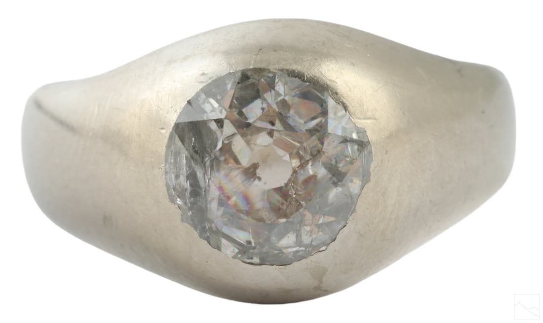 14K White Gold Natural Diamond Sz 7.5 Pinky Ring (1 of 7)