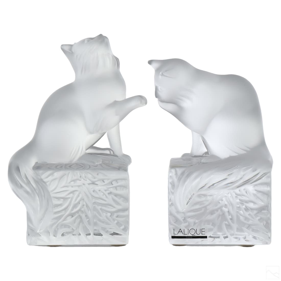 Lalique French Crystal Deco Cat Bookends 2pc LOT (1 of 5)