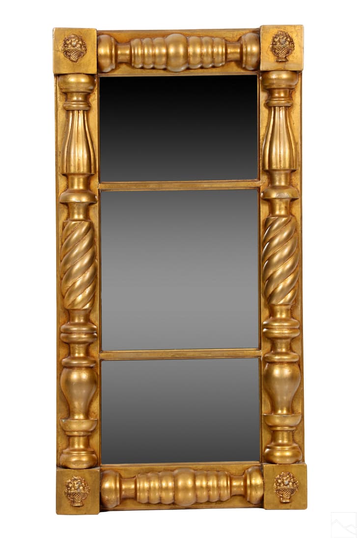 Federal Period Style Gilt Wood Column Wall Mirror (1 of 4)
