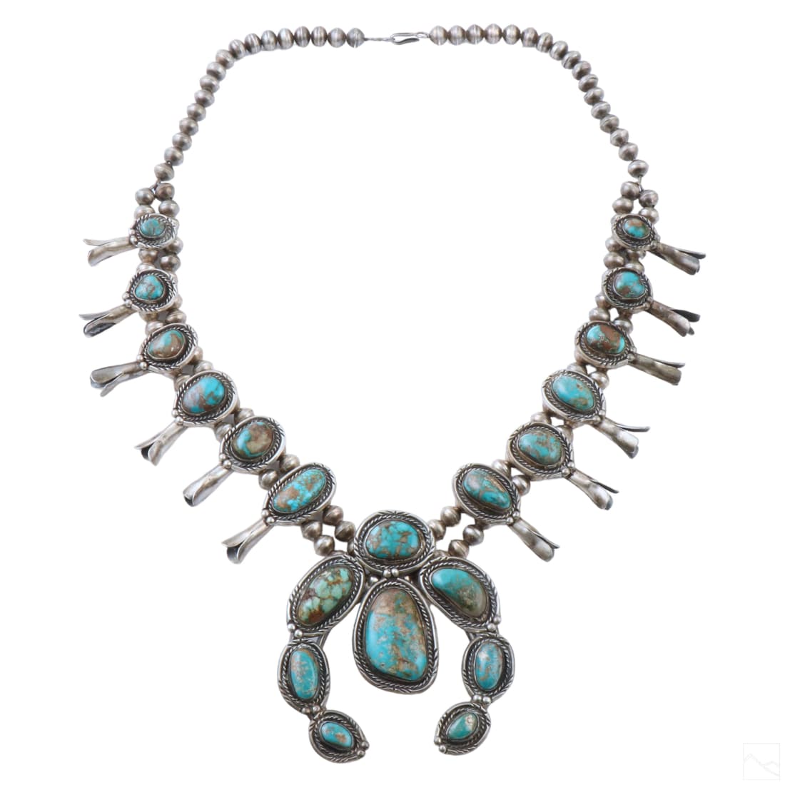 Native American Silver & Turquoise Squash Blossom (1 of 4)