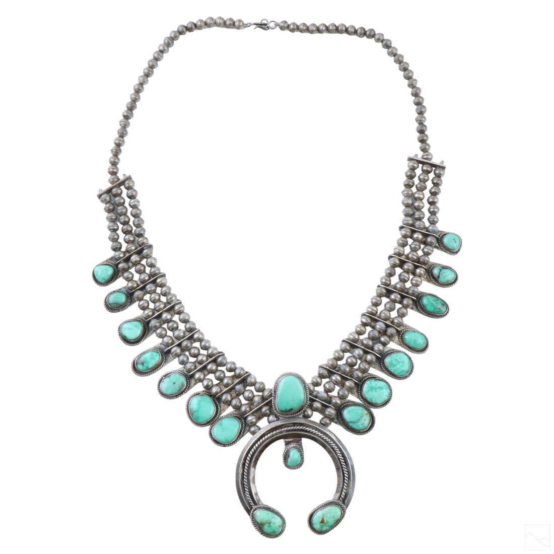 Native American Silver & Turquoise Squash Blossom (1 of 4)