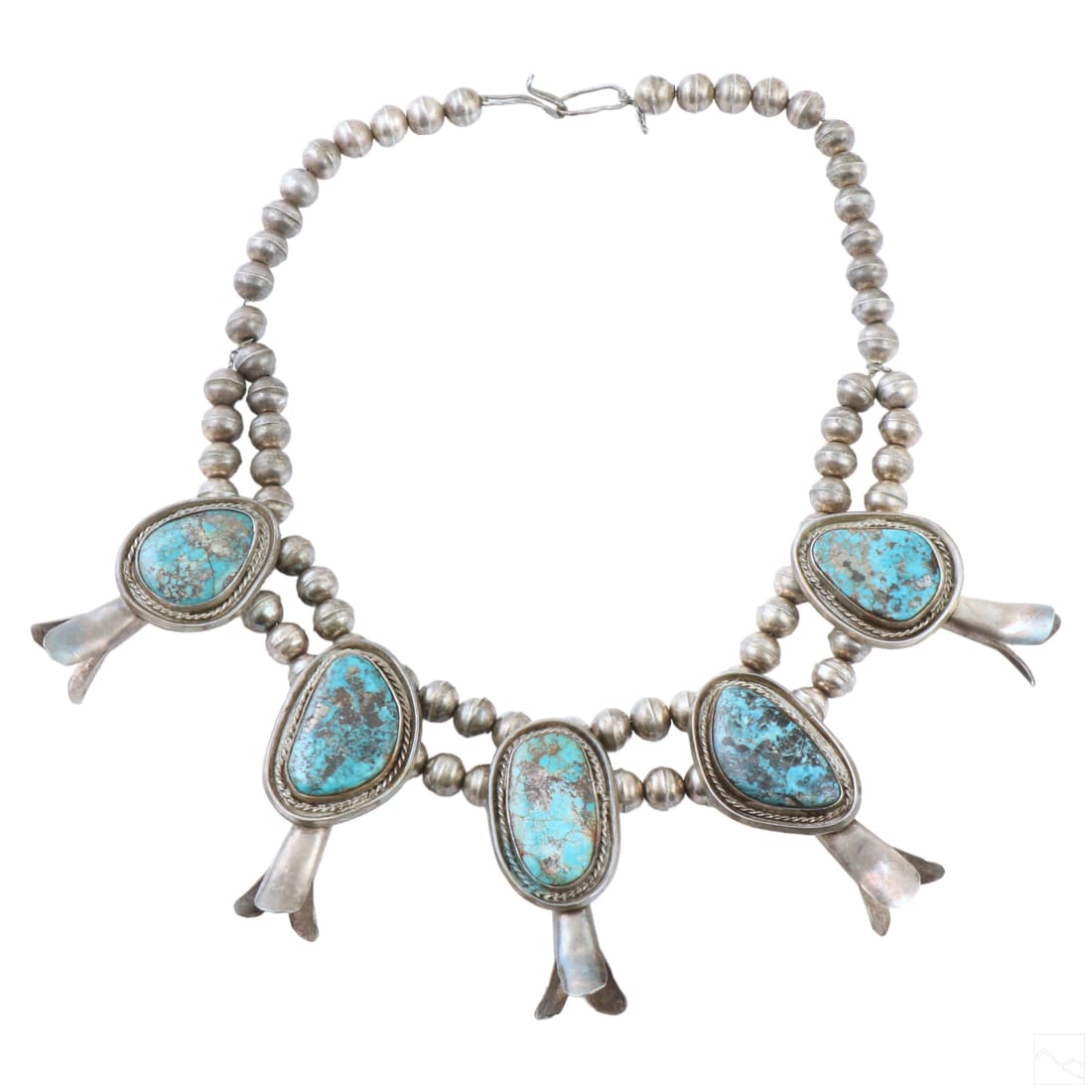 Native American Silver & Turquoise Squash Blossom (1 of 4)