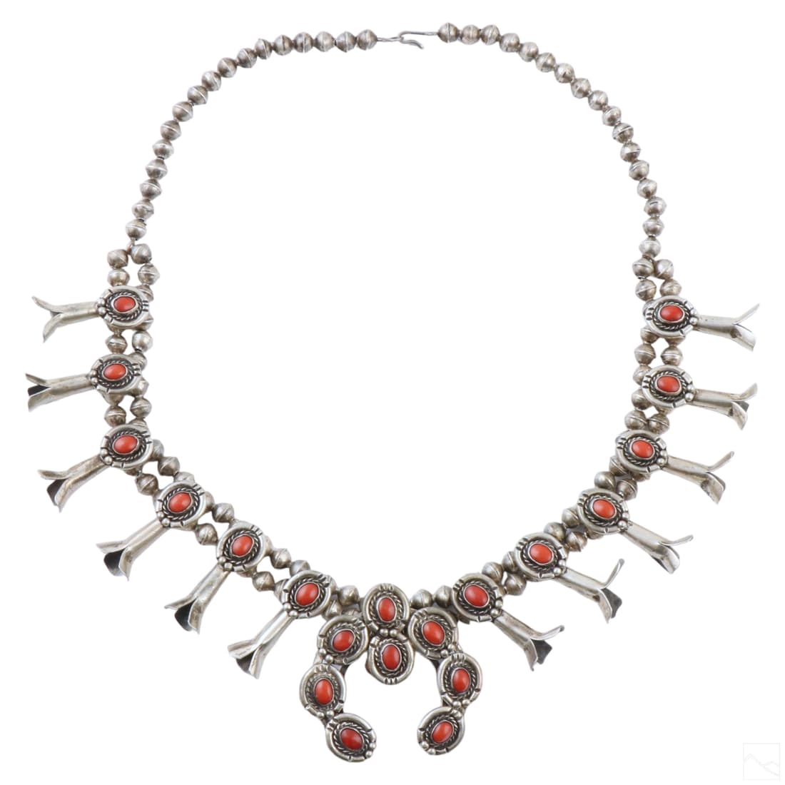 Native American Silver & Red Coral Squash Blossom (1 of 4)