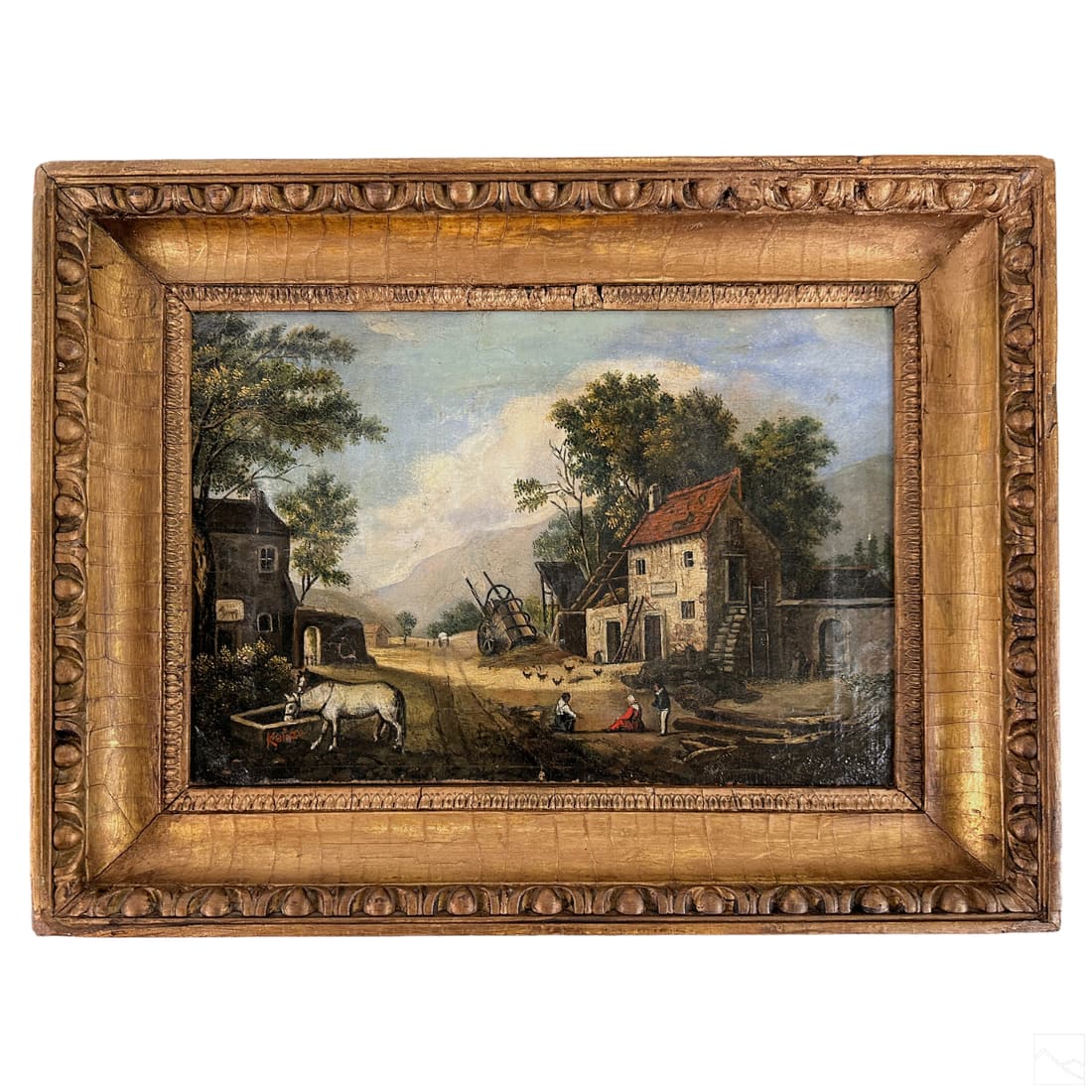 19C. Antique Figural Farm Life Landscape Painting (1 of 6)