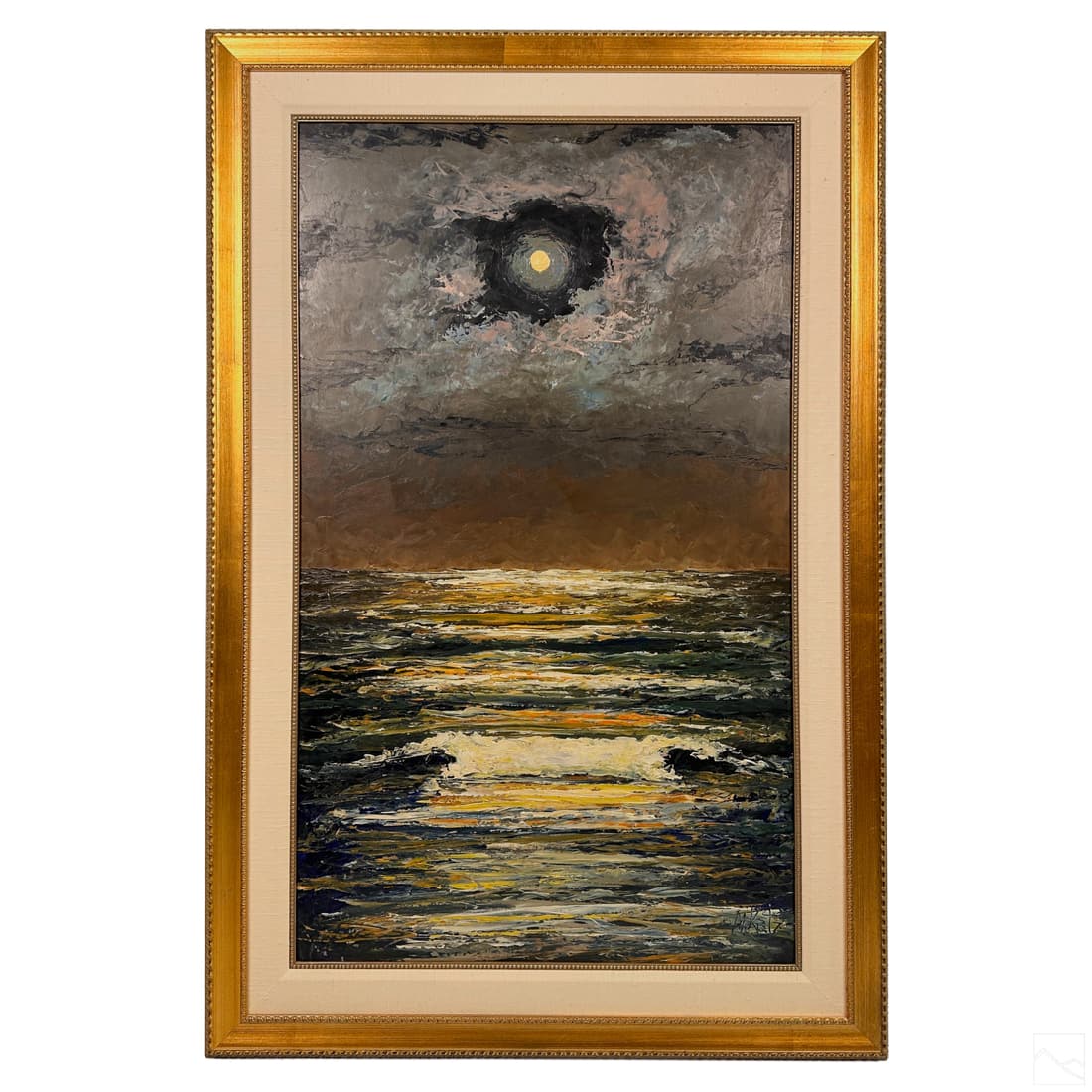 Morris Katz 1932-2010 Full Moon Seascape Painting (1 of 7)