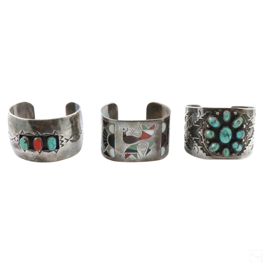 Native American Silver & Turquoise Bracelet 3p LOT (1 of 4)